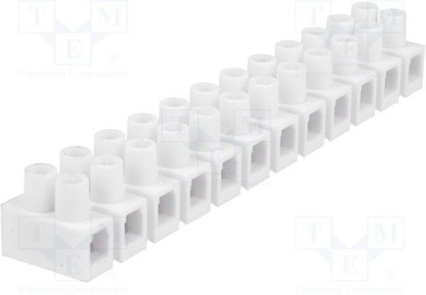 22412216, Клеммник, зажим под винт, 6мм2, 400В, 41А, Кол-во полюс: 12, D: 19мм