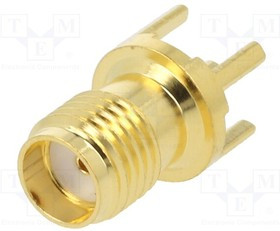 BU-1420701201, Гнездо; SMA; "мама"; прямой; 50Ом; THT; на PCB; тефлон; позолота