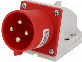 524-6, Разъем: питания AC, трехфазный, гнездо, "папа", 32А, 400ВAC, IP44