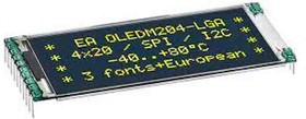 EA OLEDM204-GGA, OLED Displays &amp; Accessories Charcter OLED Yellow 4x20 with glass