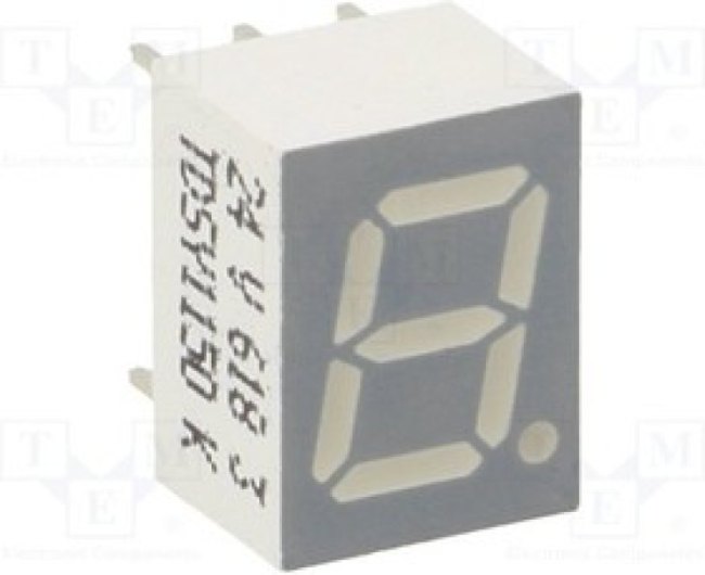 TDSY1150, Дисплей: LED, 7-сегментный, 7мм, 0,28", II.зн: 1, желтый, 0,45-3мкд