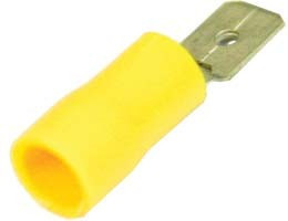 Клемма вилка, 6,3x0,8, обжимная, желтая