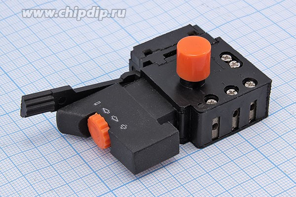 Выключатель для дрели Фиолент МСУ-2/3.5А (аналог Ломов) с регулировкой оборотов и реверсом; №15579 ПкнИнст\ 3,5А\7C\OFF-(ON)\рег скор/реверс