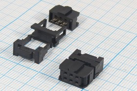 Разъем (IDC) IDC-6F розетка, шаг P2.54x2.54, контакты 6HP, на шлейф, IDC-6F