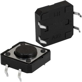 KAN1211-0431B (SWT-5), Тактовая кнопка KAN1211-0431B, 12х12х4.3 мм, OFF-(ON), 50 мА, 12 В, 100 мОм