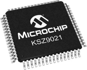 KSZ9021RLI, KSZ9021RLI, Ethernet Transceiver, 1000Mbps, 1.2 V, 64-Pin LQFP