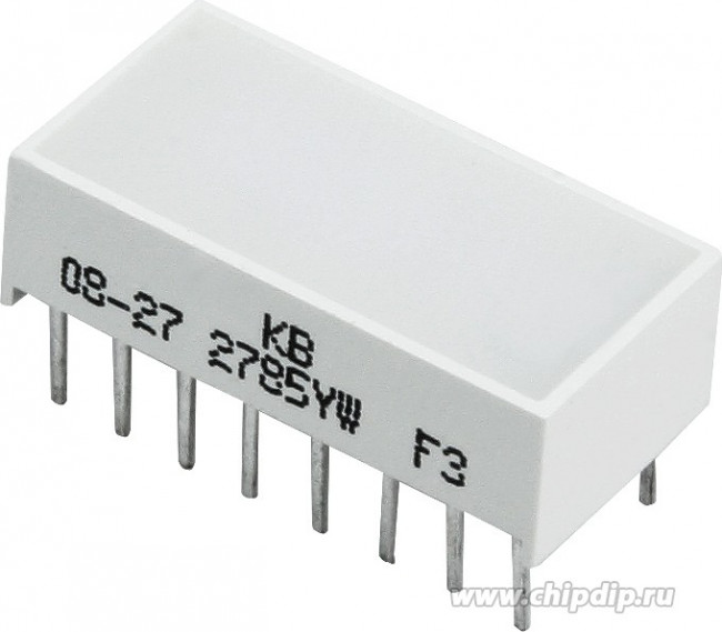 KB-2785YW, Светодиодный модуль 1хLEDх8,89х19,05мм/ желтый/ 590нм/12-50мкд/белый матовый