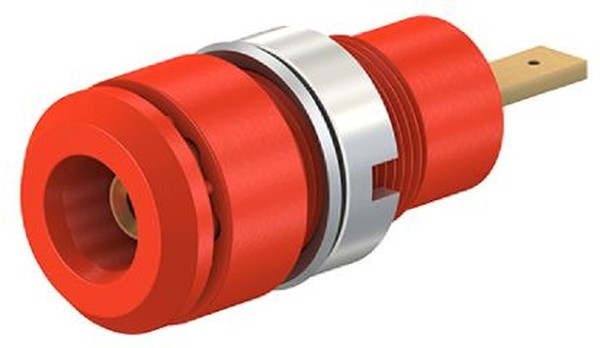 65.9098-22, Red Female Banana Socket, 2mm Connector, Tab Termination, 10A, 600V, Gold Plating