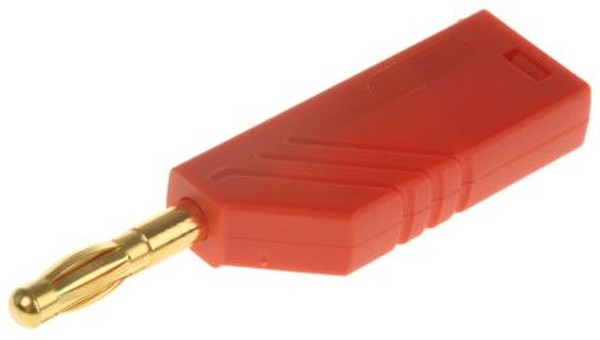 934100701, Red Male Banana Plug, 4 mm Connector, Screw Termination, 24A, 30 V ac, 60V dc, Gold