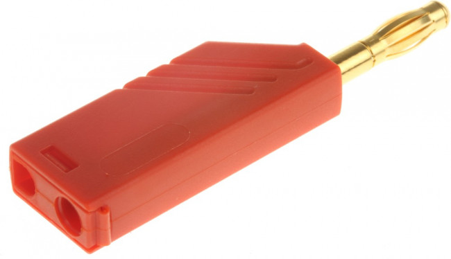 934100701, Red Male Banana Plug, 4 mm Connector, Screw Termination, 24A, 30 V ac, 60V dc, Gold