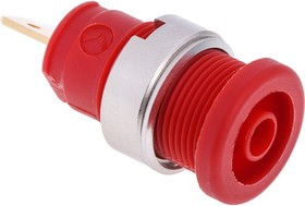 972355101, Red Female Banana Socket, 4 mm Connector, Tab Termination, 25A, 1000V ac/dc, Gold Plating