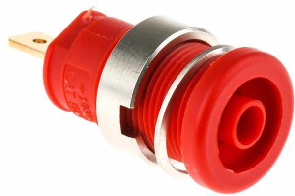 972355101, Red Female Banana Socket, 4 mm Connector, Tab Termination, 25A, 1000V ac/dc, Gold Plating 972355101, Red Female Banana Socket, 4 mm Connector, Tab Termination, 25A, 1000V ac/dc, Gold Plating