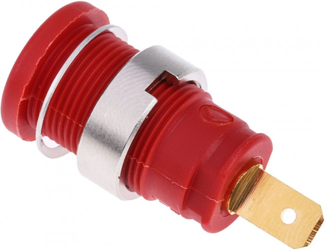 972355101, Red Female Banana Socket, 4 mm Connector, Tab Termination, 25A, 1000V ac/dc, Gold Plating 972355101, Red Female Banana Socket, 4 mm Connector, Tab Termination, 25A, 1000V ac/dc, Gold Plating