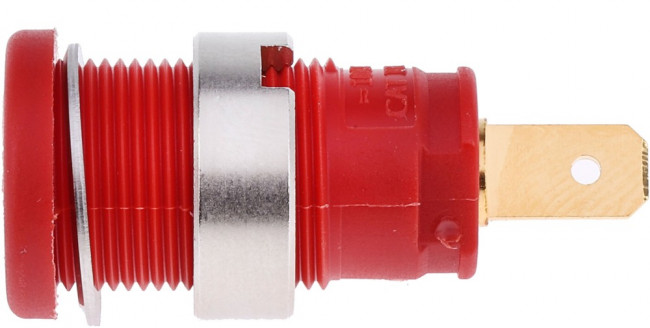972355101, Red Female Banana Socket, 4 mm Connector, Tab Termination, 25A, 1000V ac/dc, Gold Plating 972355101, Red Female Banana Socket, 4 mm Connector, Tab Termination, 25A, 1000V ac/dc, Gold Plating