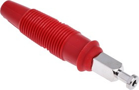 972518101, Red Male Banana Plug, 4 mm Connector, Solder Termination, 32A, 30 V ac, 60V dc, Nickel