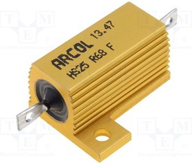 HS25-0R68F, Резистор: проволочный, с радиатором, винтами, 680мОм, 25Вт, ±5%