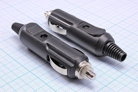 Штекер питания прикуривателя диаметром 20мм, на кабель, 2 контакта, 12В, с предохранителем 3А; Q-72 P штек пит прикур d20\2C\12В\каб\пред\