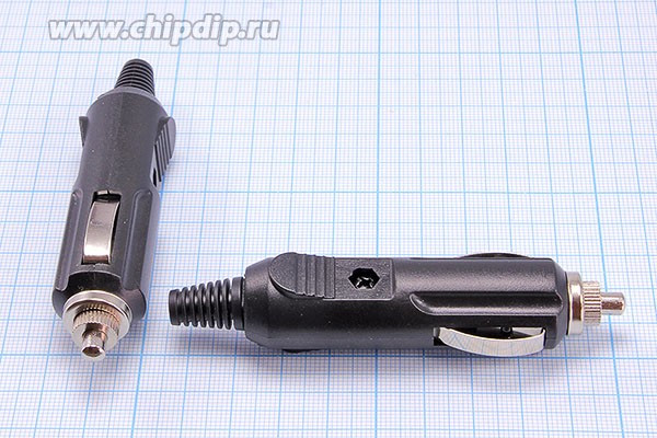 Штекер питания прикуривателя диаметром 20мм, на кабель, 2 контакта, 12В, с предохранителем 3А; Q-72 P штек пит прикур d20\2C\12В\каб\пред\