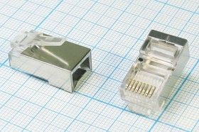 Штекер телефонный 8P8C, 8C, кабель/экран/обж, TPS-8P8C[RJ-45]