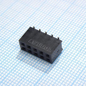 DS1023-11-2X05B8SRS, (PBD-10S с крышкой), Гнездо на плату SMD 2x5 конт., шаг 2.54мм, высота 7.4мм, позолоч.