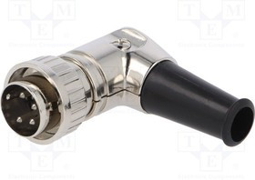 0134-04, Вилка; DIN; "папа"; с амортизатором; PIN: 4; угловой 90°; на провод