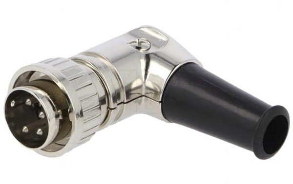 0134-04, Вилка; DIN; "папа"; с амортизатором; PIN: 4; угловой 90°; на провод