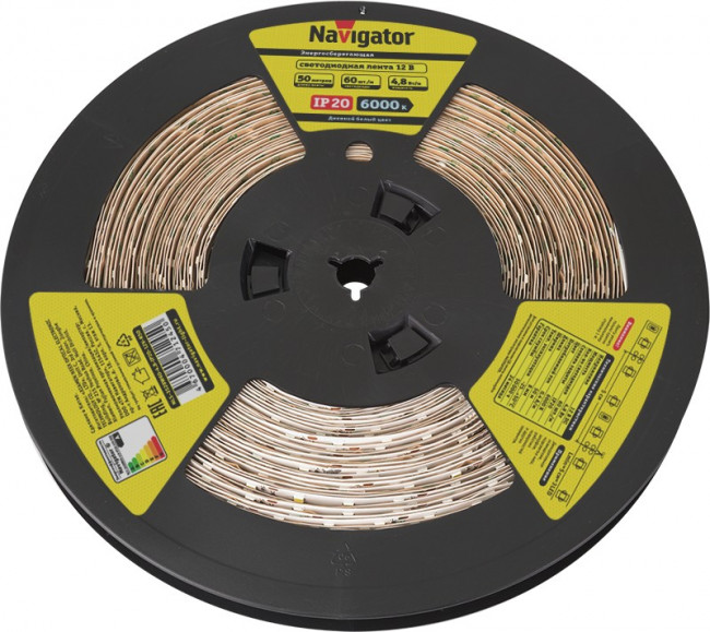СД Лента Navigator 71 245 NLS-3528W60-4. 8-IP20-12V-R50