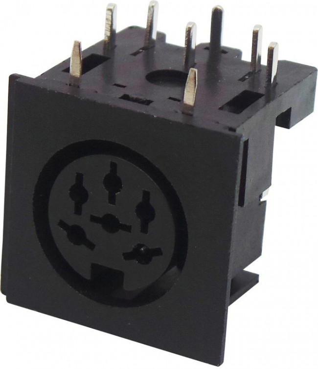 671-0601, 6 Pole Right Angle Din Socket, 2A, 100 V ac, Lockable, Female, PCB Mount 671-0601, 6 Pole Right Angle Din Socket, 2A, 100 V ac, Lockable, Female, PCB Mount