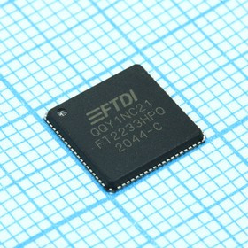 FT2233HPQ-TRAY, Интерфейсные мосты, USB to UART/MPSSE, 1.08 В, 1.32 В, QFN, 76 вывод(-ов), -40 °C