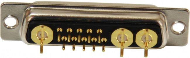 683M13W3203L001, D-Sub Mixed Contact Connectors Coax Combo D Vert PCB 13W3/F/50O/VT