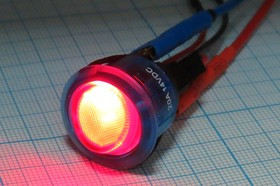 Переключатель клавишный, контакты 2L2T, 20А, 12В, ON-OFF, d20, подсветка ILсиняя/красная, R13-112BH