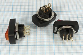 Переключатель клавишный, 3C, 6А, ON-OFF, d16, с подсветкой зеленой, R13-228BG; №10282G Пкл\\ 6\ON-OFF\d16\чер\ ILзел\\3C\R13-228BG\