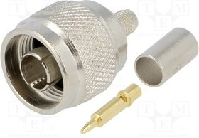 N502H155W61, Вилка, N, "папа", прямой, 50Ом, H155, обжим, на провод, тефлон