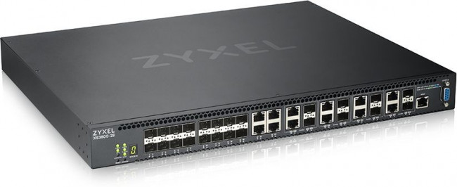 Коммутатор Zyxel XS3800-28 L2+ switch , 4xRJ-45: 1 / 2.5 / 5 / 10G, 8xCombo (SFP: 1 / 10G, RJ-45: 1 / 2.5 / 5 / 10G), 16xSFP +