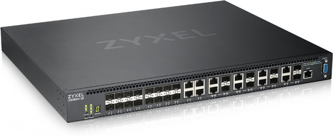 Коммутатор Zyxel XS3800-28 L2+ switch , 4xRJ-45: 1 / 2.5 / 5 / 10G, 8xCombo (SFP: 1 / 10G, RJ-45: 1 / 2.5 / 5 / 10G), 16xSFP +