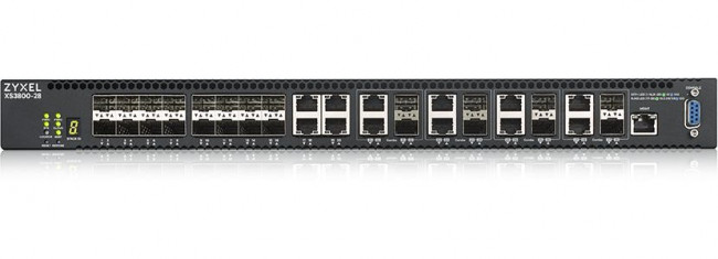 Коммутатор Zyxel XS3800-28 L2+ switch , 4xRJ-45: 1 / 2.5 / 5 / 10G, 8xCombo (SFP: 1 / 10G, RJ-45: 1 / 2.5 / 5 / 10G), 16xSFP +