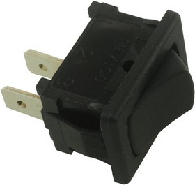 651262-BB-0N, Rocker Switches 1-pole, (ON) - None - OFF, 10A 125-250VAC 1/4 HP, Non-Illuminated Matte Black Rocker Switch with .187 Tab (Q.C