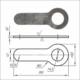 Лепесток латунный никелированный PSV 1-1-4,3-20-03 Лепесток латунный никелированный PSV 1-1-4,3-20-03