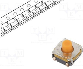 KSC442J 70SH LFS, Switch Tactile N.O. SPST Round Button J-Bend 0.05A 32VDC 1VA 1000000Cycles 4N SMD T/R KSC442J 70SH LFS, Switch Tactile N.O. SPST Round Button J-Bend 0.05A 32VDC 1VA 1000000Cycles 4N SMD T/R