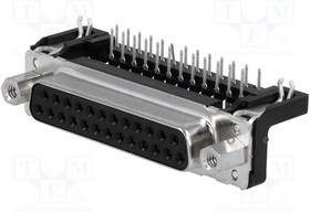 09663526613, Разъем D-Sub; PIN: 25; гнездо; "мама"; угловой 90°; THT; UNC4-40
