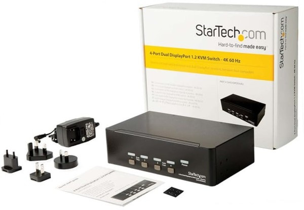 SV431DPDDUA2, 4 Port Dual Monitor USB DisplayPort KVM Switch, 3.5 mm Stereo 3840 x 2160 Maximum Resolution