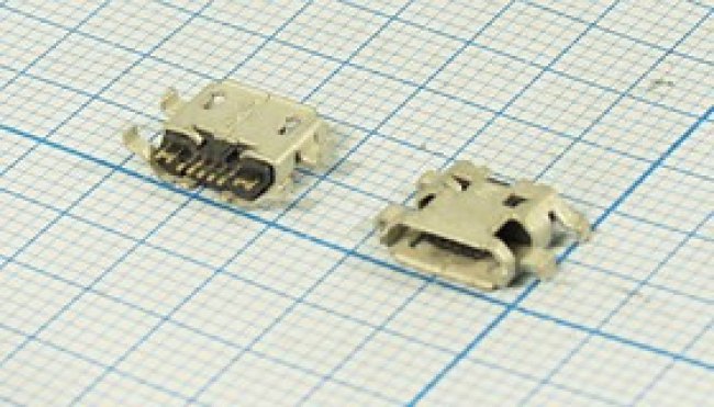 Разъем microUSB розетка, тип B, контакты 7C4HP, на плату, угловой, SMD, microUSBB7SAD Разъем microUSB розетка, тип B, контакты 7C4HP, на плату, угловой, SMD, microUSBB7SAD