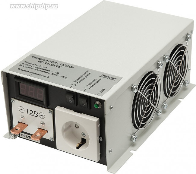 Инвертор ИС-12-1500У преобразователь напряжения DC/AC 12/220В 1500Вт Я000009028
