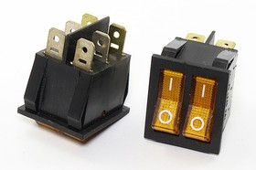 Переключатель клавишный, контакты 6T, 15А, 2-ON-OFF, подсветка ILжелтая, IRS2101-1B Переключатель клавишный, контакты 6T, 15А, 2-ON-OFF, подсветка ILжелтая, IRS2101-1B