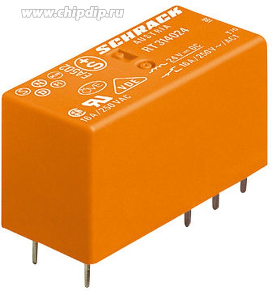 RT114024, Реле 1 переключ. 24VDC, 12A/250 SPDT