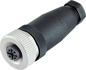 M12 Straight Socket Cable socket, 713 series 3-pole, 3 Poles, A-Coded, Screw Terminal