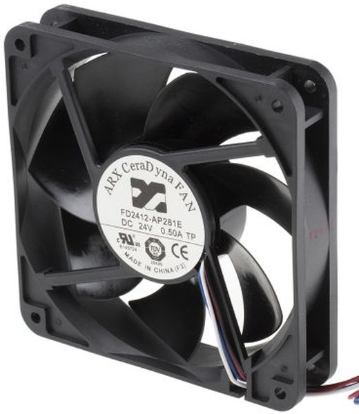 FD2412-AP281E2AL, CeraDyna Series Axial Fan, 24 V dc, DC Operation, 250m³/h, 11.28W, 470mA Max, 120 x 120 x 25mm FD2412-AP281E2AL, CeraDyna Series Axial Fan, 24 V dc, DC Operation, 250m³/h, 11.28W, 470mA Max, 120 x 120 x 25mm
