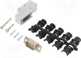 DCMR09-FK-DBP-W-K, Разъем D-Sub; PIN: 9; вилка; "папа"; угловой 90°; под пайку; на провод