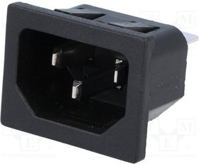 CL19192RB, IEC Power Connector, IEC C13 Socket, 10 А, 250 В AC, Быстрое Соединение, Snap-In, Flange Mount