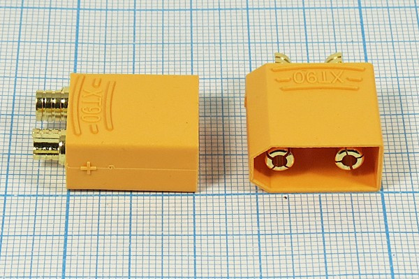 Штекер силового питания XT-90 на два контакта, 40А; №14157 штек пит DC XT90\2C\\каб\\XT-90M